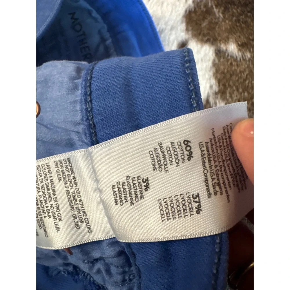 Mother Denim The Skipper Short N' Long Fray In Cats And Dogs Blue Size 26